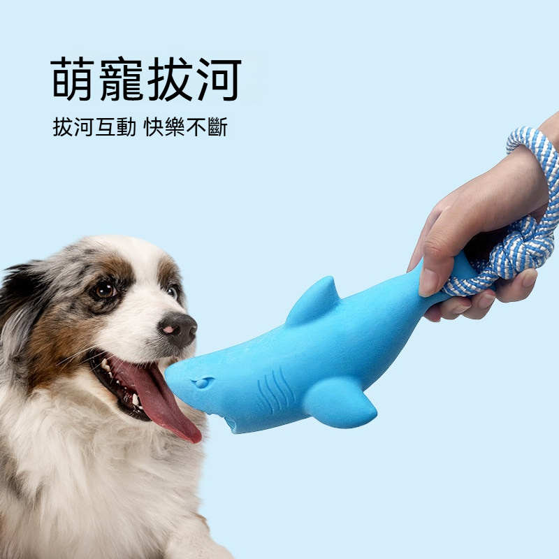 寵物拉扯漏食玩具｜鯊魚恐龍造型・藏食啃咬・編織繩互動玩具