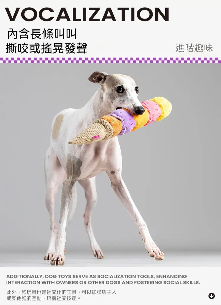 繽紛多彩冰淇淋造型寵物玩具｜啃咬發聲慢回彈材質