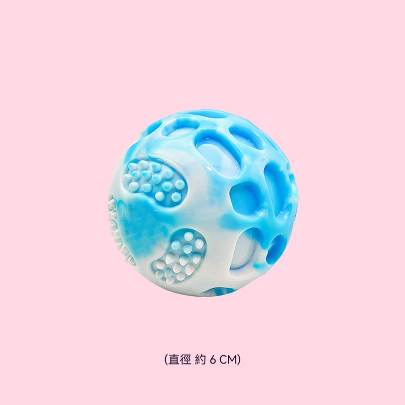 彈力發聲球｜寵物耐咬互動玩具｜3D立體凹槽設計・高彈跳趣味球・磨牙潔齒狗狗玩具