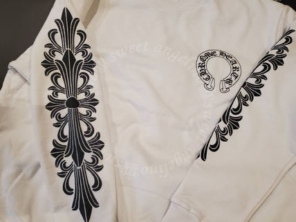 CHROME HEARTS HORSESHOE FLORAL SLEEVE CREWNECK SWEATSHIRT ホワイト スリーブディテール