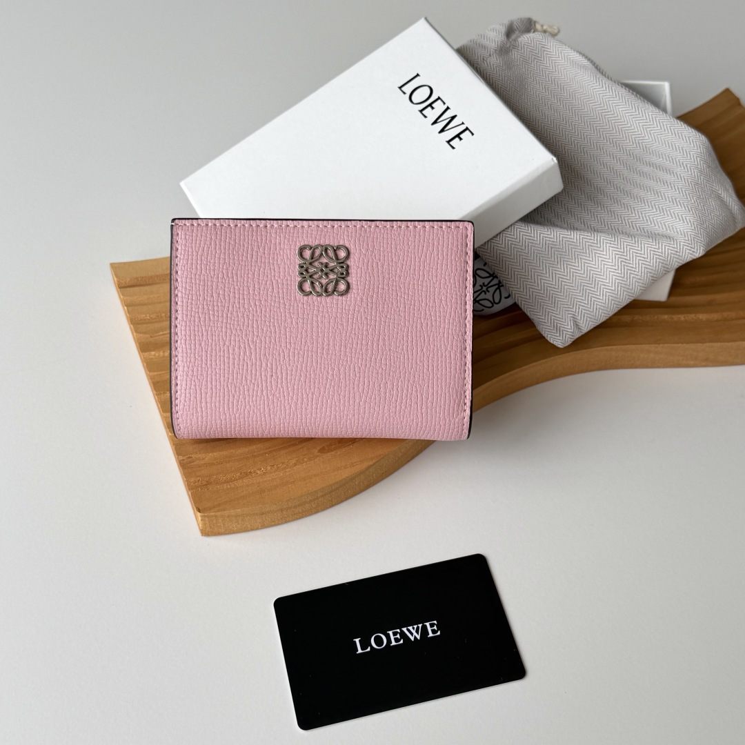 LOEWE アナグラム コンパクトウォレット 二つ折り財布 ピンク
