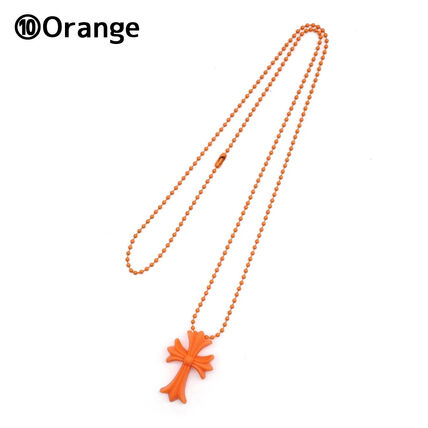 CHROME HEARTS Small CH Cross シリコン ネックレス オレンジ