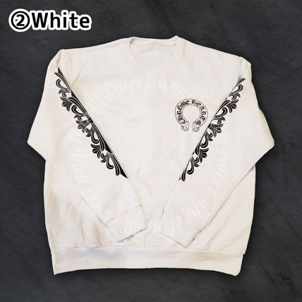 CHROME HEARTS HORSESHOE FLORAL SLEEVE CREWNECK SWEATSHIRT ホワイト フロント