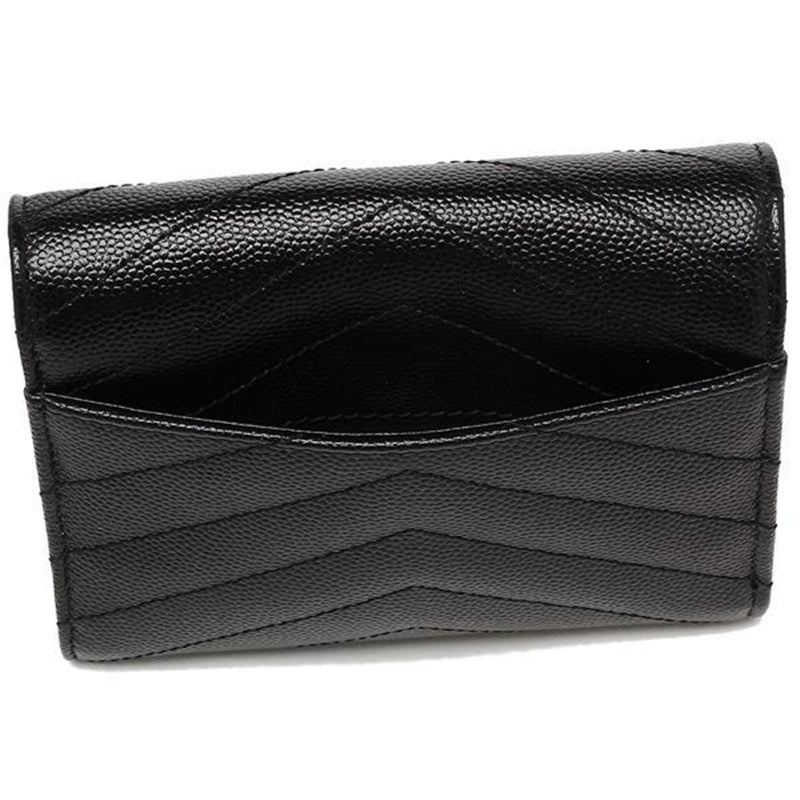 【SAINT LAURENT】モノグラム コンパクト スリーフォールド ウォレット（ブラック／テクスチャードキルティングレザー）【財布】【メンズ 財布】