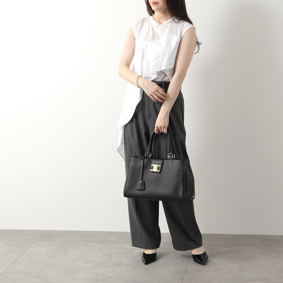CELINE セリーヌ ハンドバッグ 114963FK6.38NO レディース レザー ミディアム アポリーヌ ショルダーバッグ クロスボディ 鞄 38NO/Black【po_fifth】