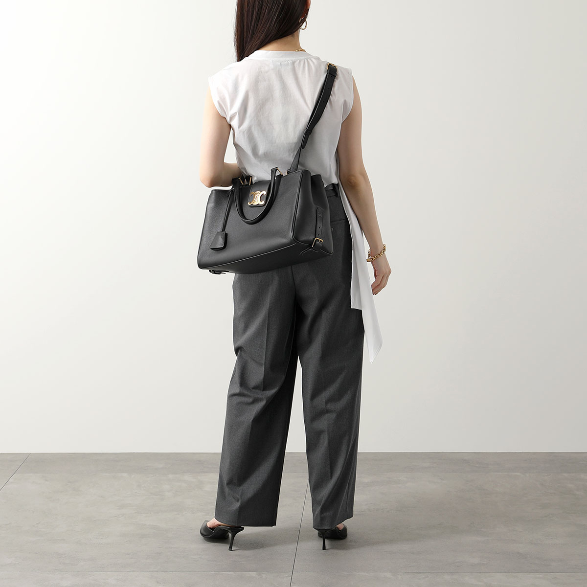CELINE セリーヌ ハンドバッグ 114963FK6.38NO レディース レザー ミディアム アポリーヌ ショルダーバッグ クロスボディ 鞄 38NO/Black【po_fifth】