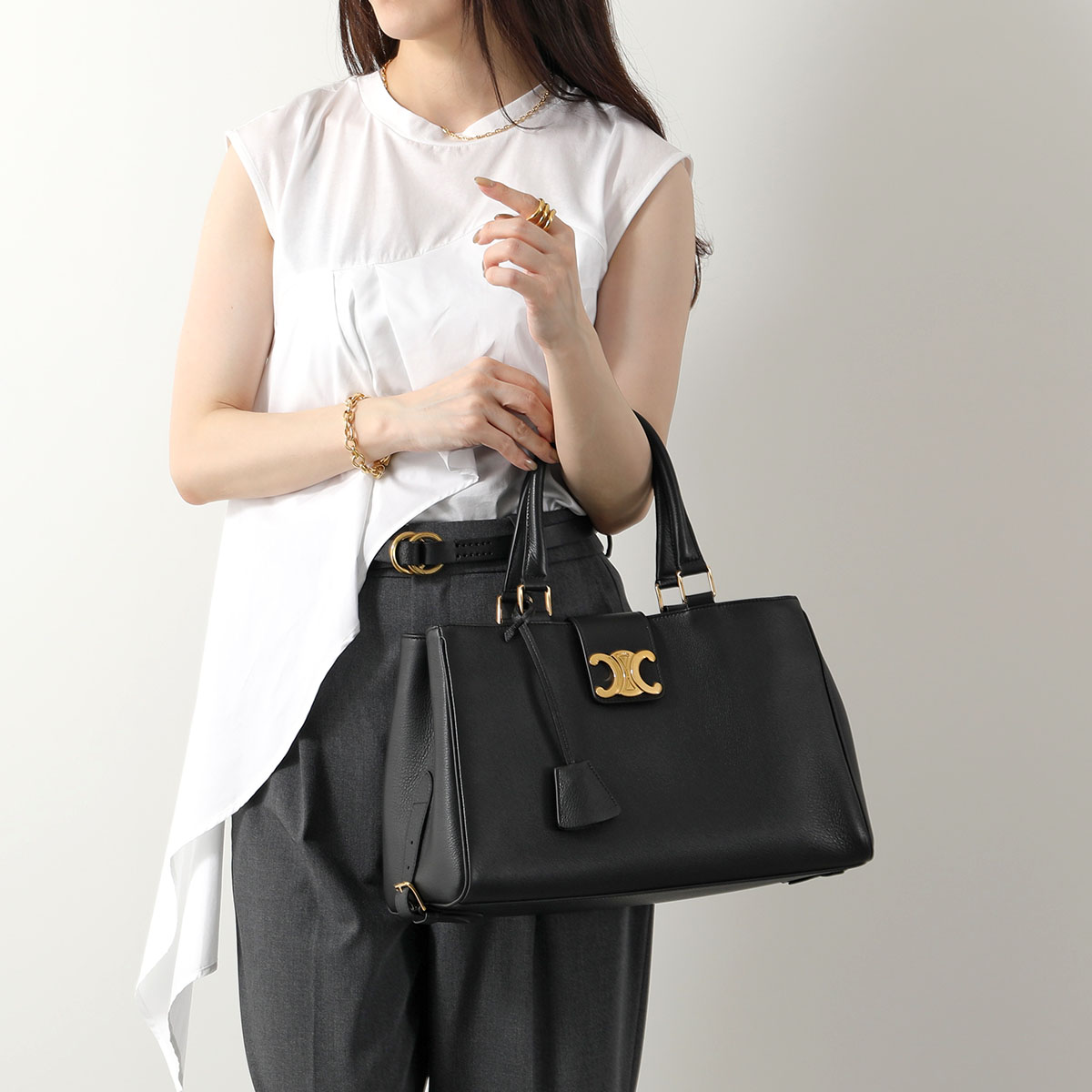 CELINE セリーヌ ハンドバッグ 114963FK6.38NO レディース レザー ミディアム アポリーヌ ショルダーバッグ クロスボディ 鞄 38NO/Black【po_fifth】