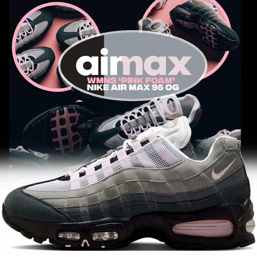 NIKE WMNS AIR MAX 95 OG blk/pink foam-wht hj5996-001 商品画像 1