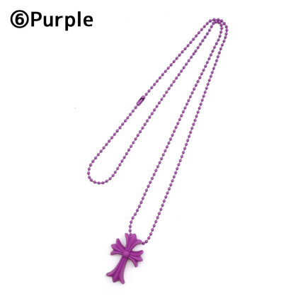 CHROME HEARTS Small CH Cross シリコン ネックレス パープル