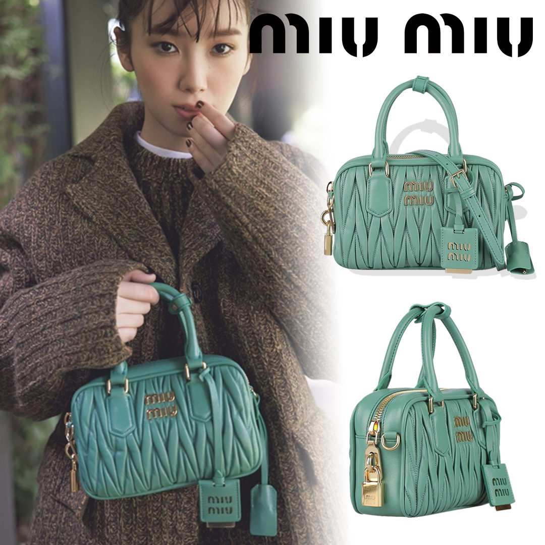 ★関税込★MIU MIU★レザー トップハンドル バッグ★グリーン