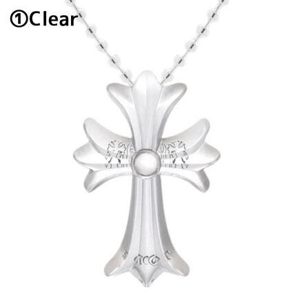 CHROME HEARTS Small CH Cross シリコン ネックレス クリア 正面