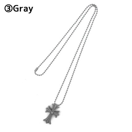 CHROME HEARTS Small CH Cross シリコン ネックレス グレー