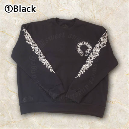 CHROME HEARTS HORSESHOE FLORAL SLEEVE CREWNECK SWEATSHIRT ブラック フロント