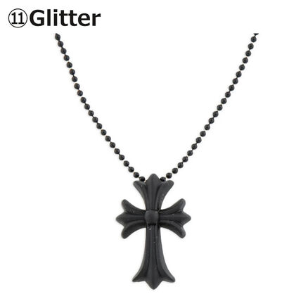 CHROME HEARTS Small CH Cross シリコン ネックレス ブラックグリッター