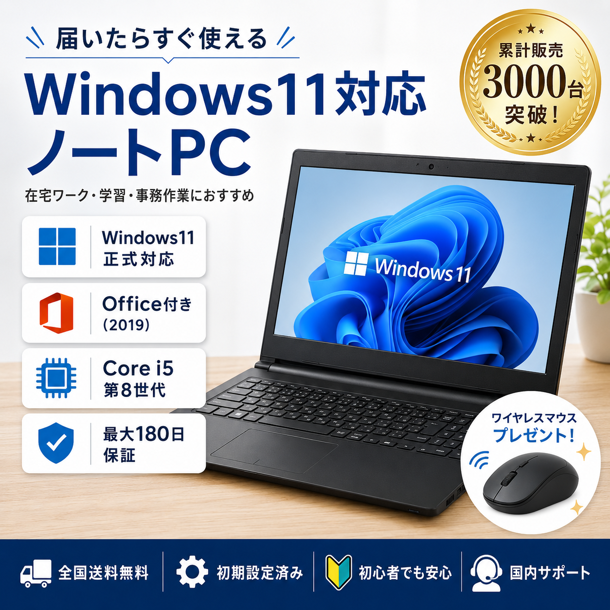 【Office付き】Windows11対応 Core i5 第8世代 ノートPC 15.6インチ