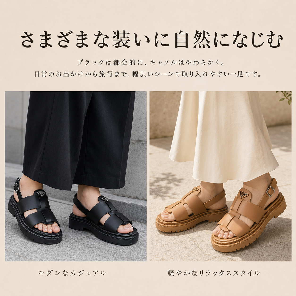 PRADA レディース 厚底サンダル｜ボリュームソール・バックストラップ・2カラー