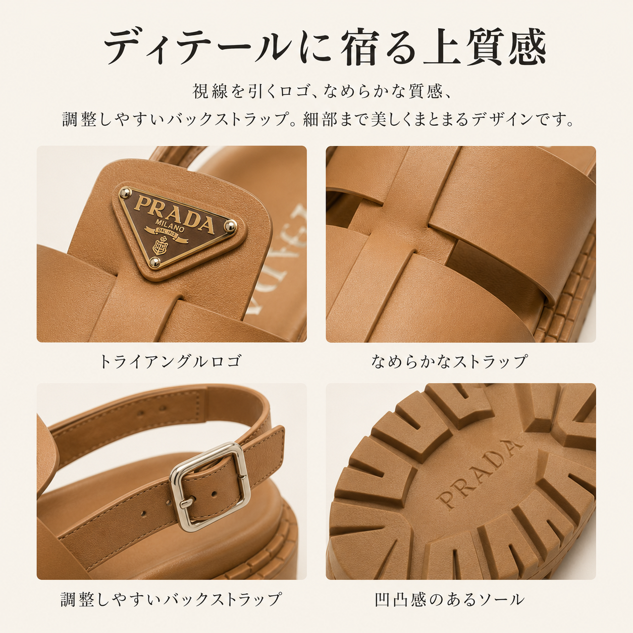 PRADA レディース 厚底サンダル｜ボリュームソール・バックストラップ・2カラー