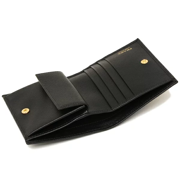 プラダ 二つ折り財布 サフィアーノ ミニ財布 レディース PRADA 1MV204 QWA 2DKY SAFFIANO METAL ORO サフィアーノメタルオロ 無地