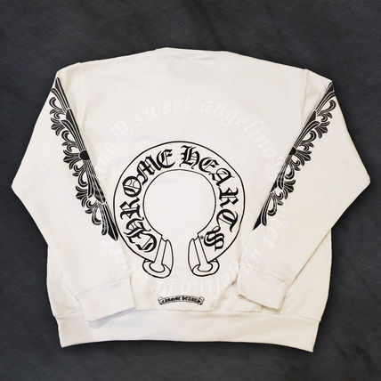 CHROME HEARTS HORSESHOE FLORAL SLEEVE CREWNECK SWEATSHIRT ホワイト バック