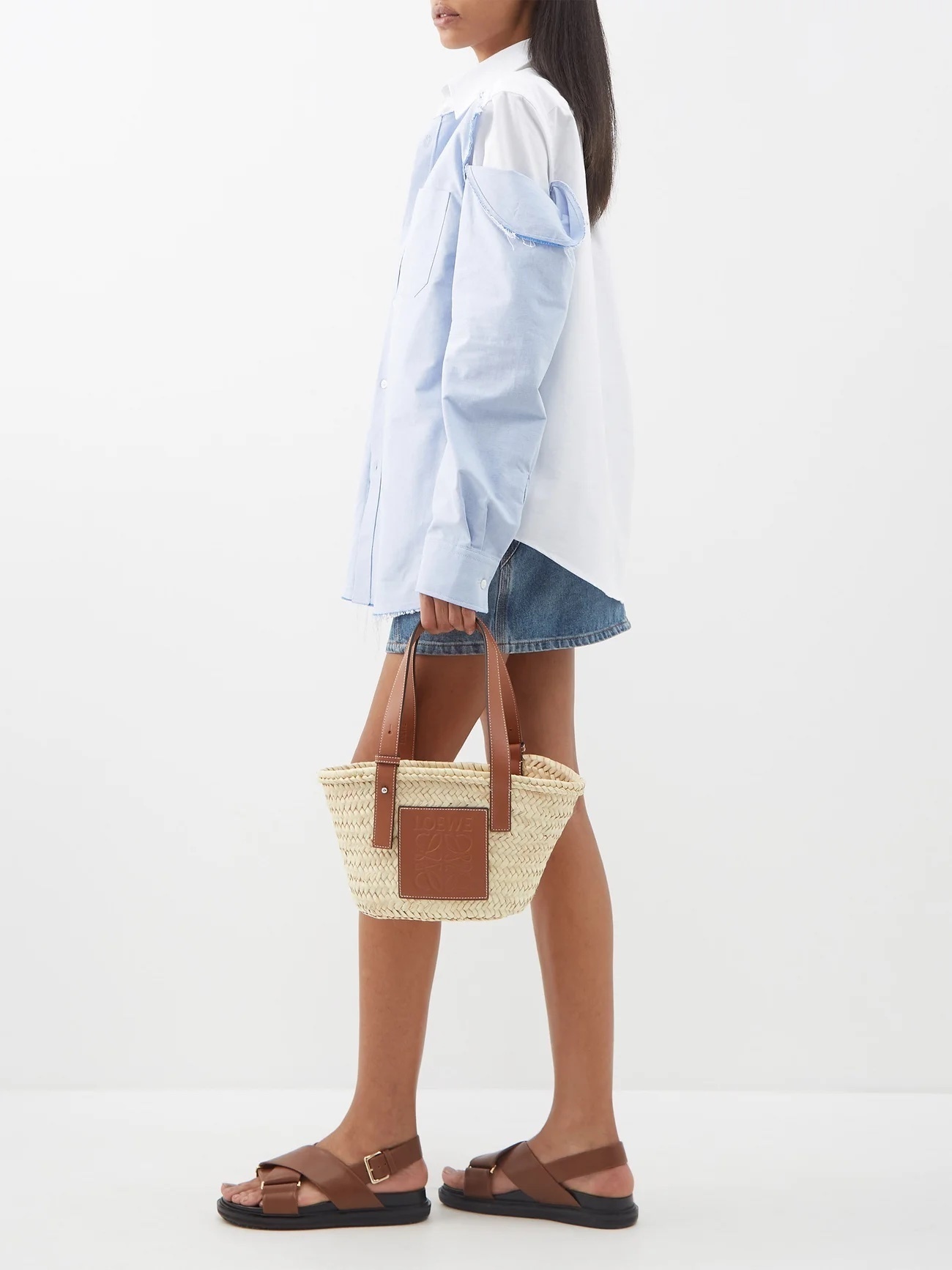 ∞∞ LOEWE ∞∞ Small leather-trimmed バスケットバッグ ☆
