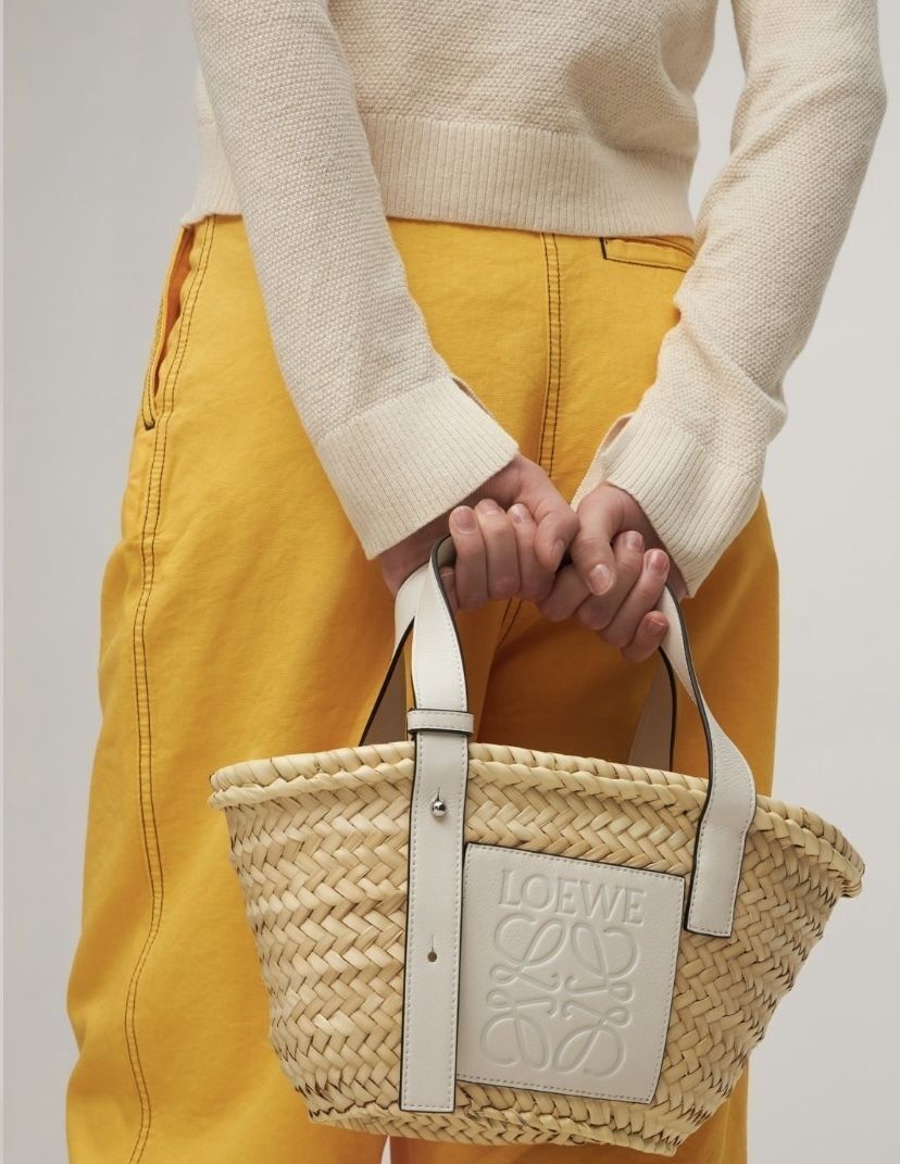 ∞∞ LOEWE ∞∞ Small leather-trimmed バスケットバッグ ☆