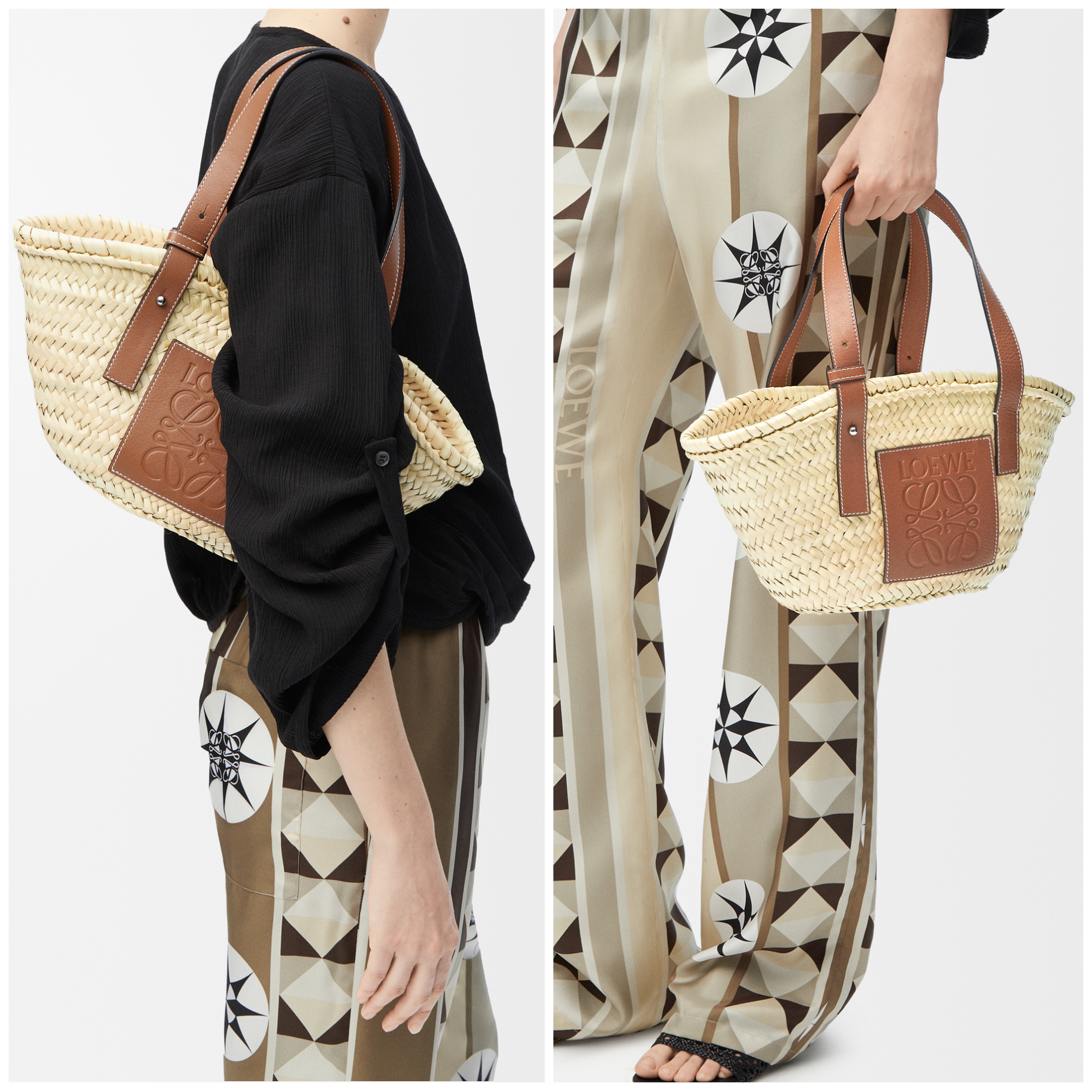 ∞∞ LOEWE ∞∞ Small leather-trimmed バスケットバッグ ☆