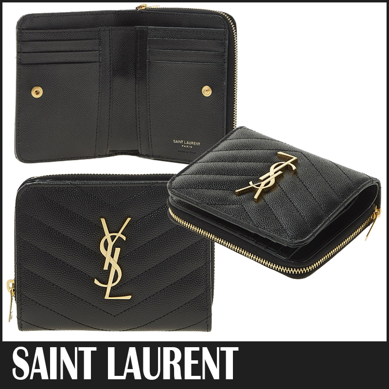 送料関税込☆SAINT LAURENT 小銭入れ付き 二つ折り財布☆超人気