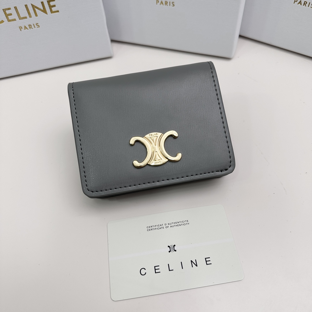 CELINE セリーヌ コンパクト財布 トリオンフ SHINY CALFSKIN
