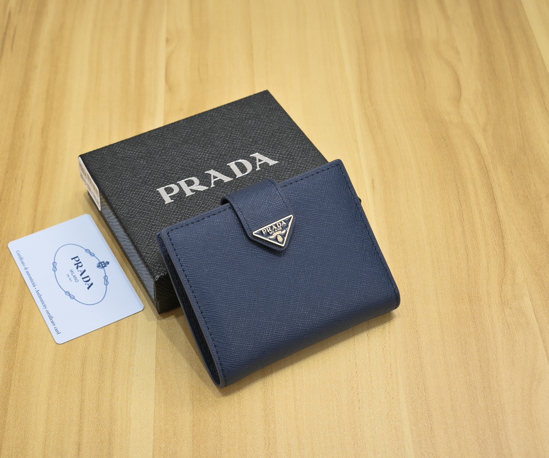 ◆PRADA◆上品 サフィアーノレザーxレザー 折りたたみ財布 6色