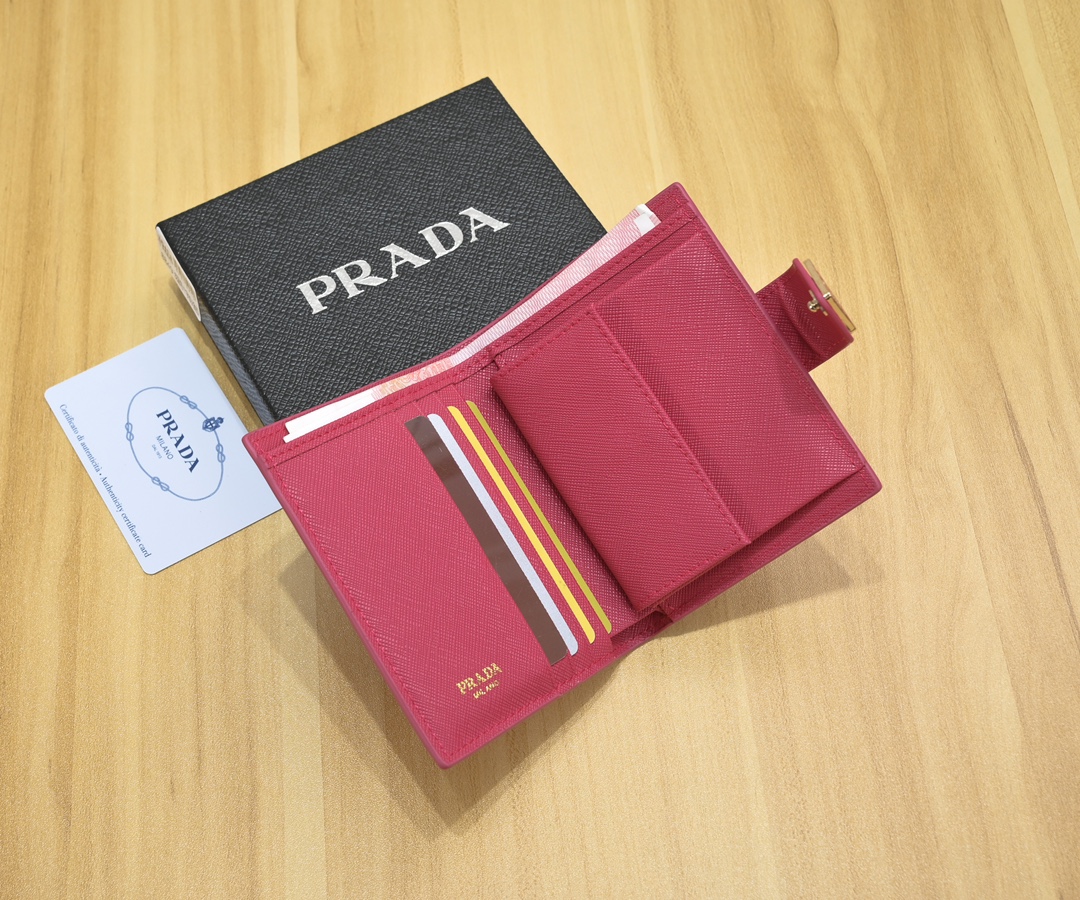 ◆PRADA◆上品 サフィアーノレザーxレザー 折りたたみ財布 6色