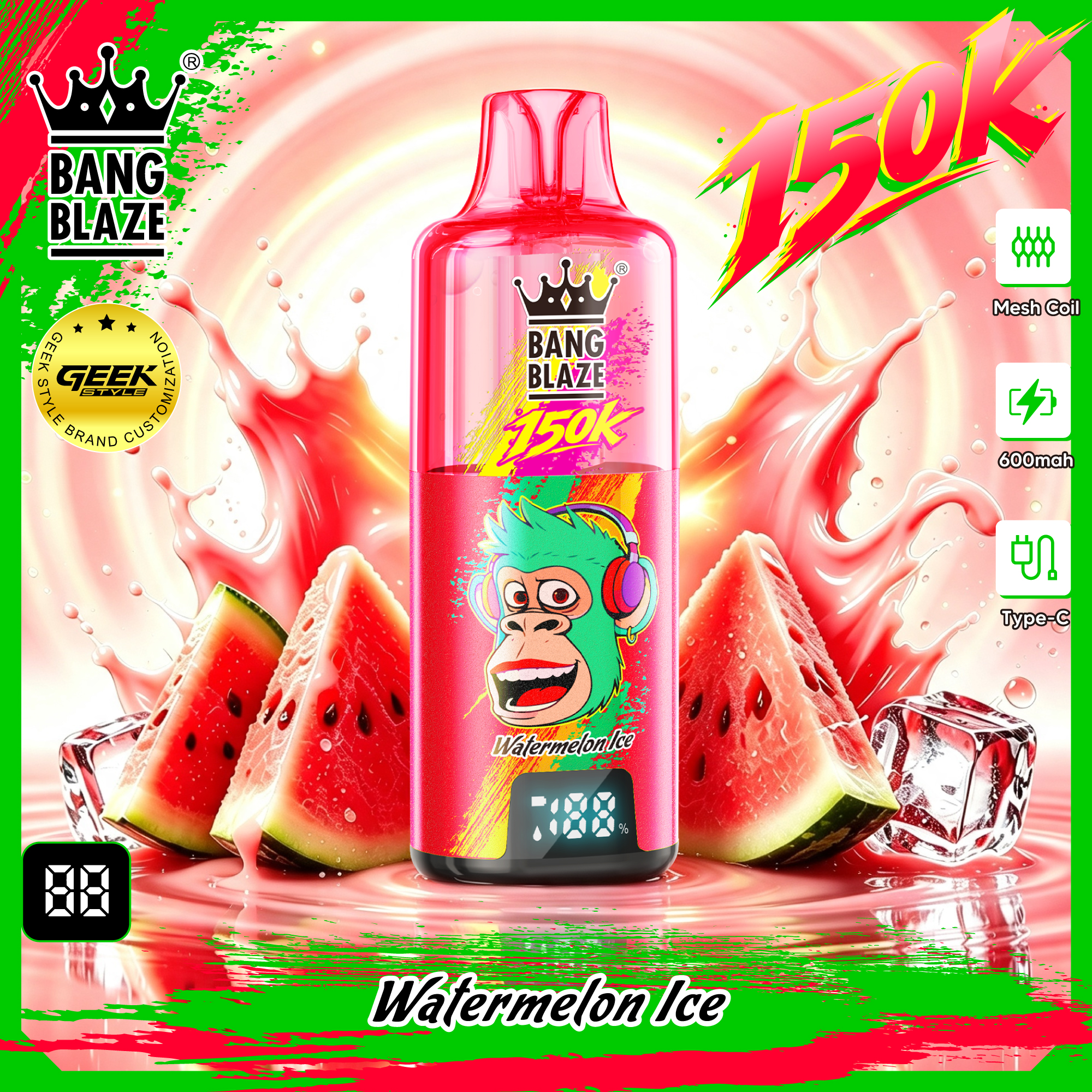 BANG BLAZE 150K｜最大150,000パフ・クリアタンク＆デジタル画面搭載の充電式使い捨てVAPE