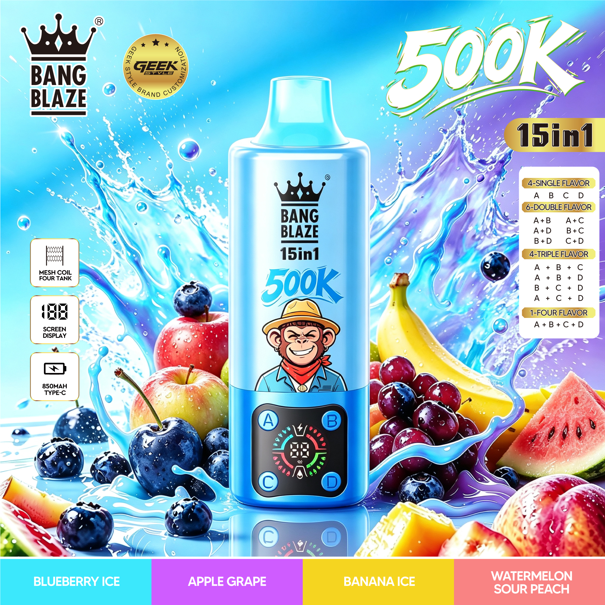 BANG BLAZE 500K 15-in-1｜超大容量・15種類のフレーバー切替
