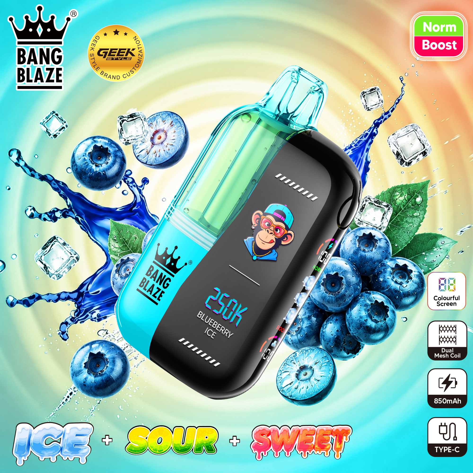 Bang Blaze 250K 使い捨て電子タバコ｜23mlデュアルチャンバー・清涼感／酸味／甘味調整機能搭載
