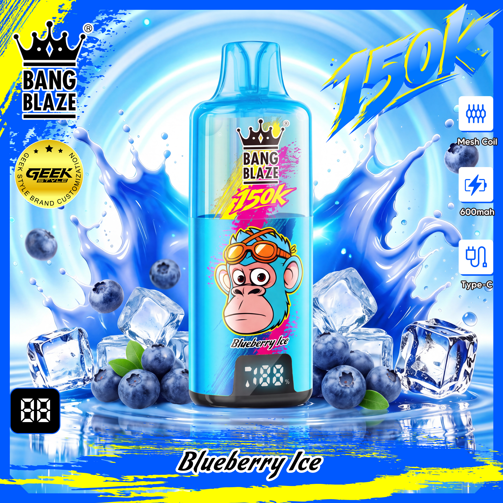 BANG BLAZE 150K｜最大150,000パフ・クリアタンク＆デジタル画面搭載の充電式使い捨てVAPE