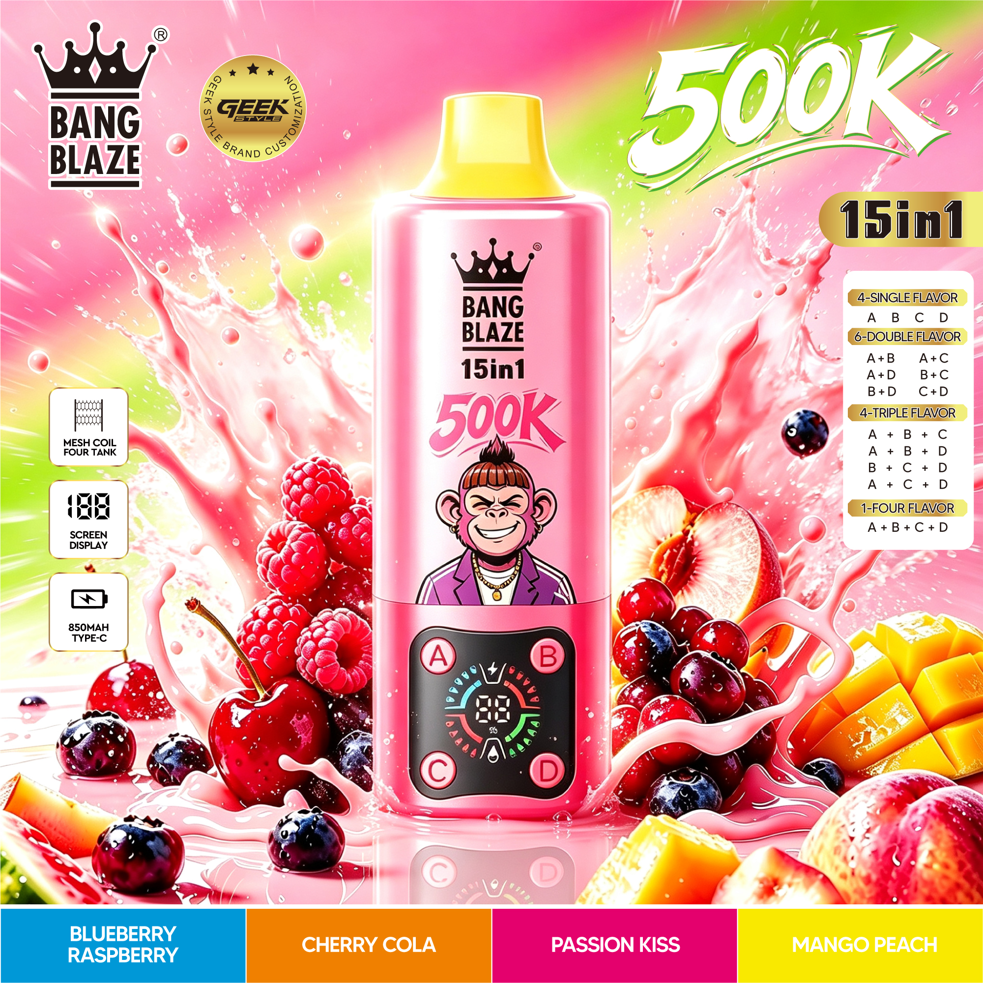 BANG BLAZE 500K 15-in-1｜超大容量・15種類のフレーバー切替