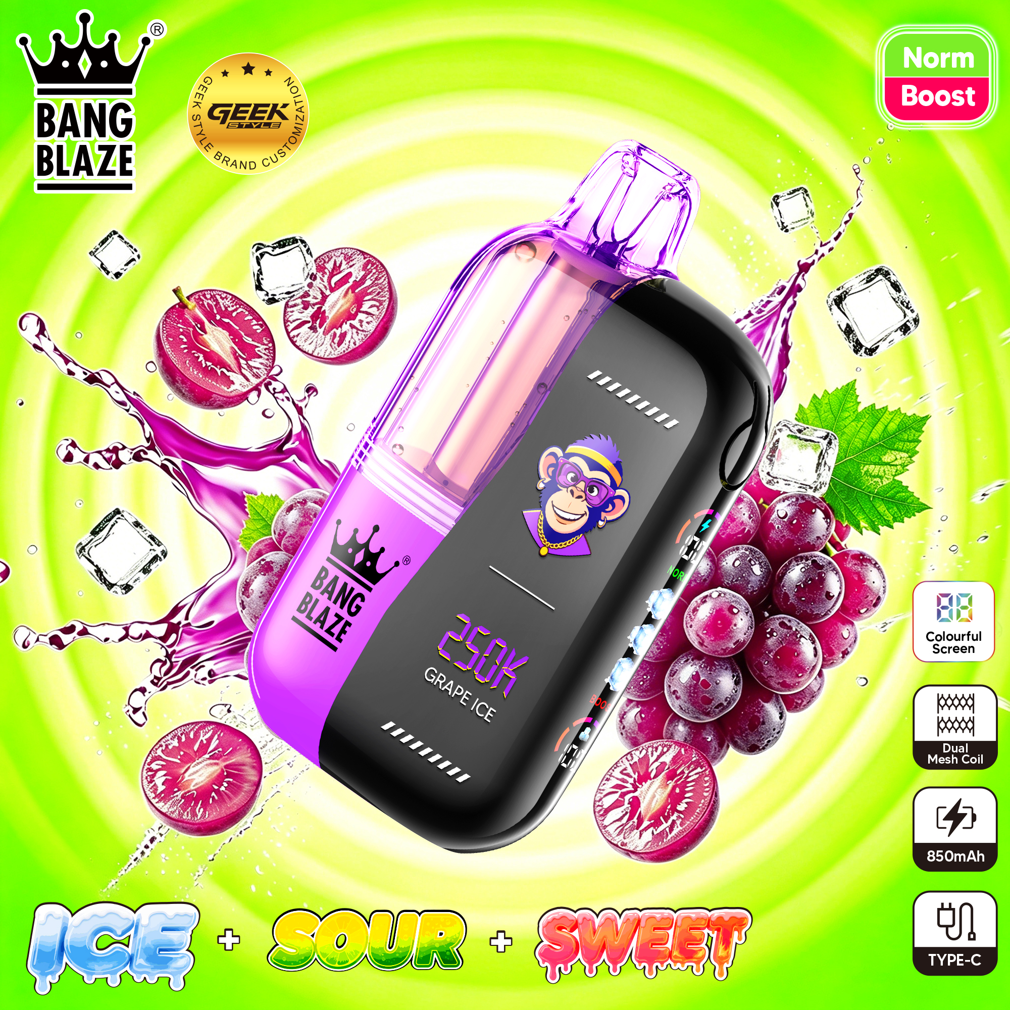 Bang Blaze 250K 使い捨て電子タバコ｜23mlデュアルチャンバー・清涼感／酸味／甘味調整機能搭載
