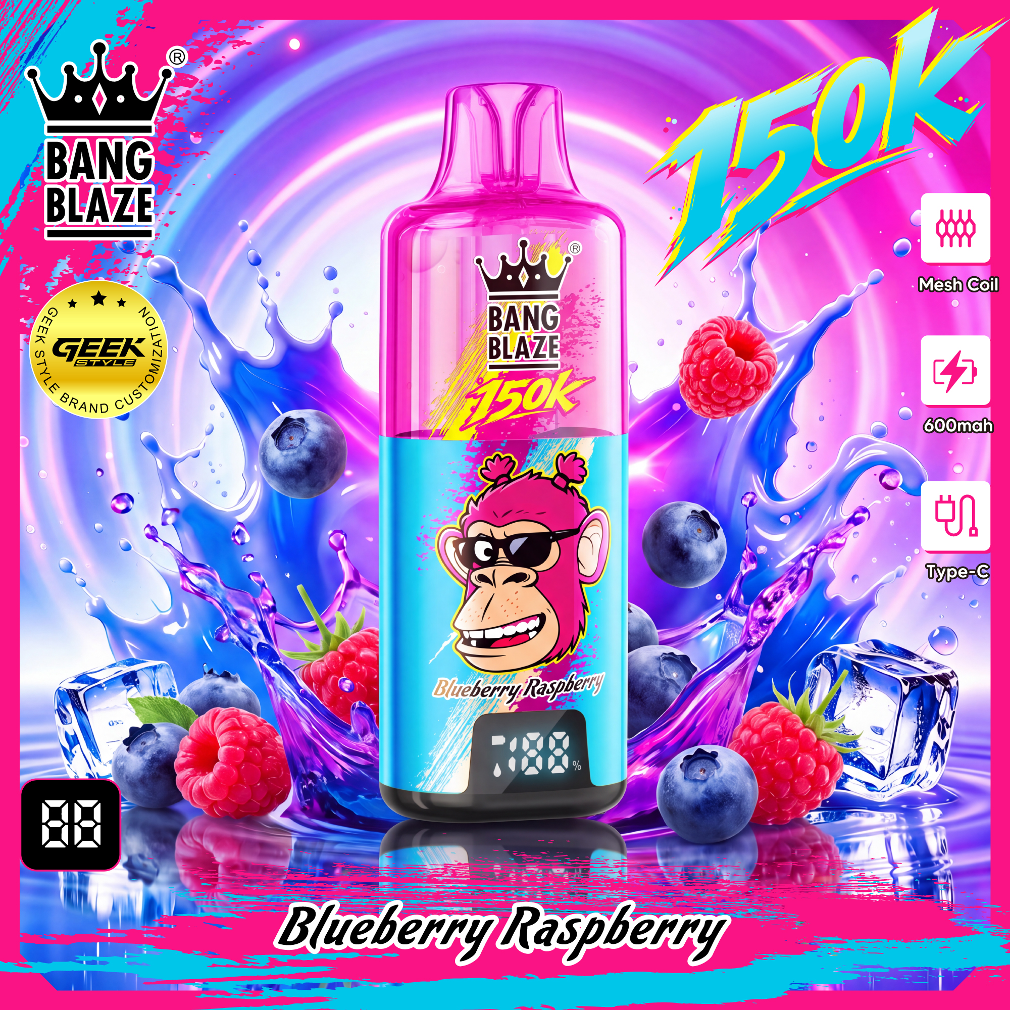 BANG BLAZE 150K｜最大150,000パフ・クリアタンク＆デジタル画面搭載の充電式使い捨てVAPE