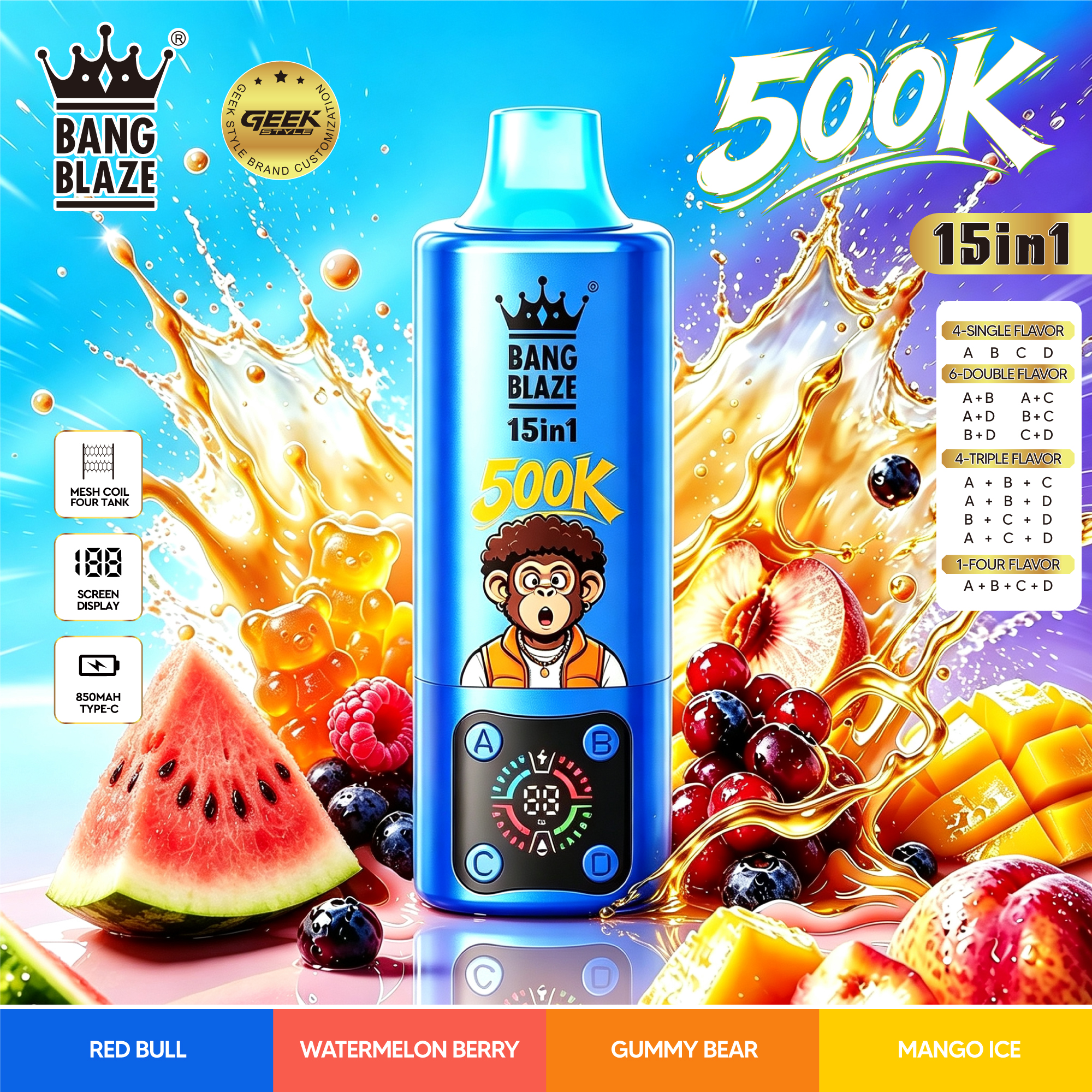 BANG BLAZE 500K 15-in-1｜超大容量・15種類のフレーバー切替
