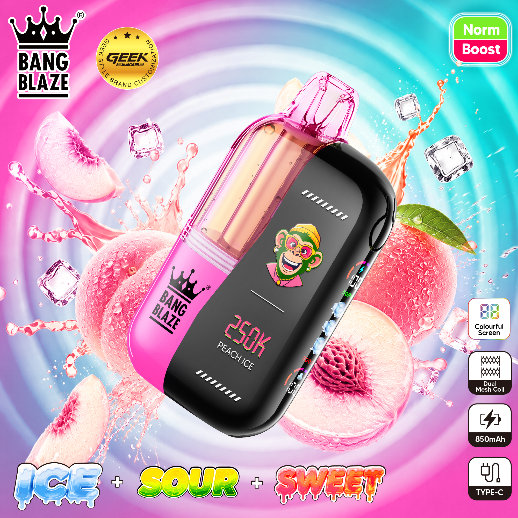 Bang Blaze 250K 使い捨て電子タバコ｜23mlデュアルチャンバー・清涼感／酸味／甘味調整機能搭載