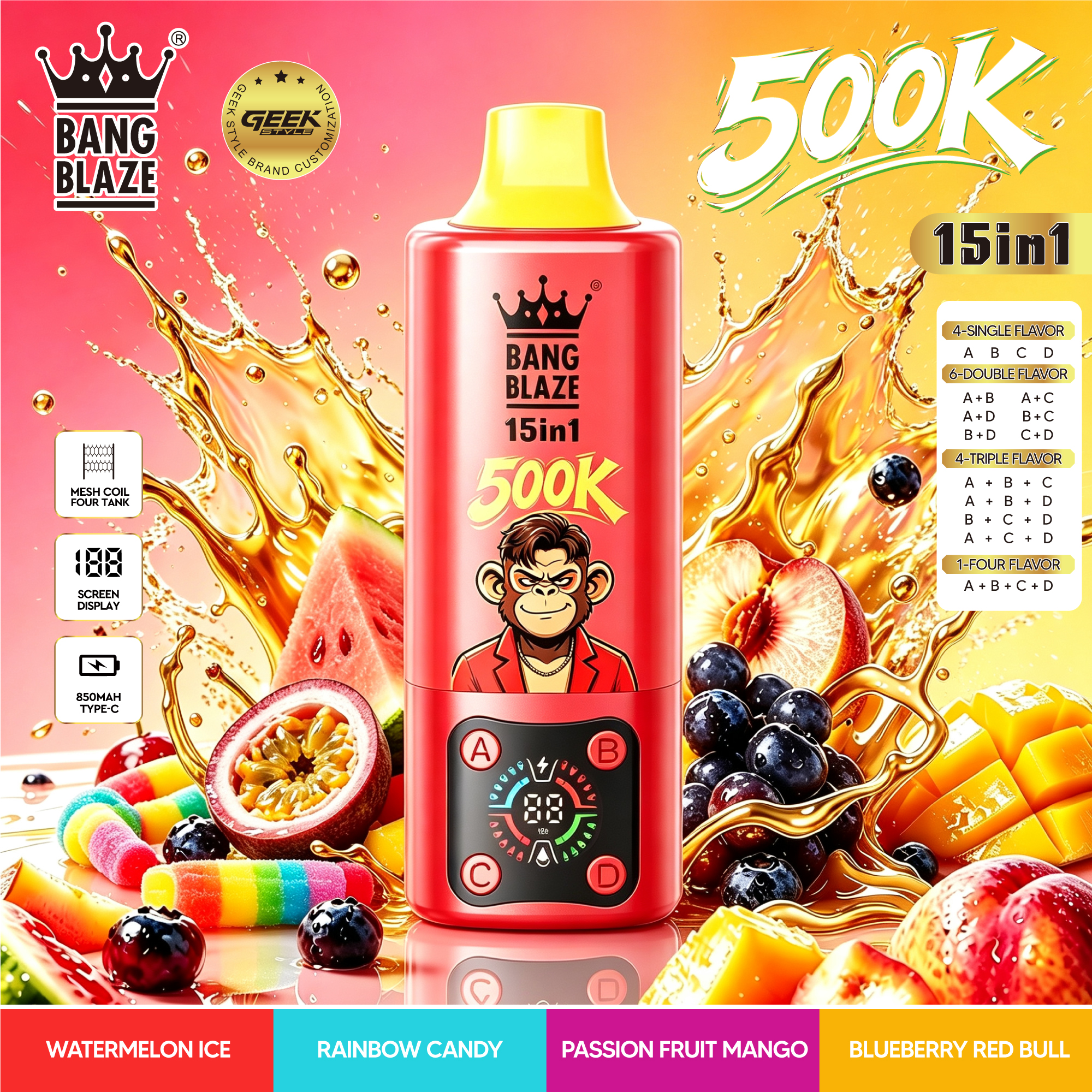 BANG BLAZE 500K 15-in-1｜超大容量・15種類のフレーバー切替