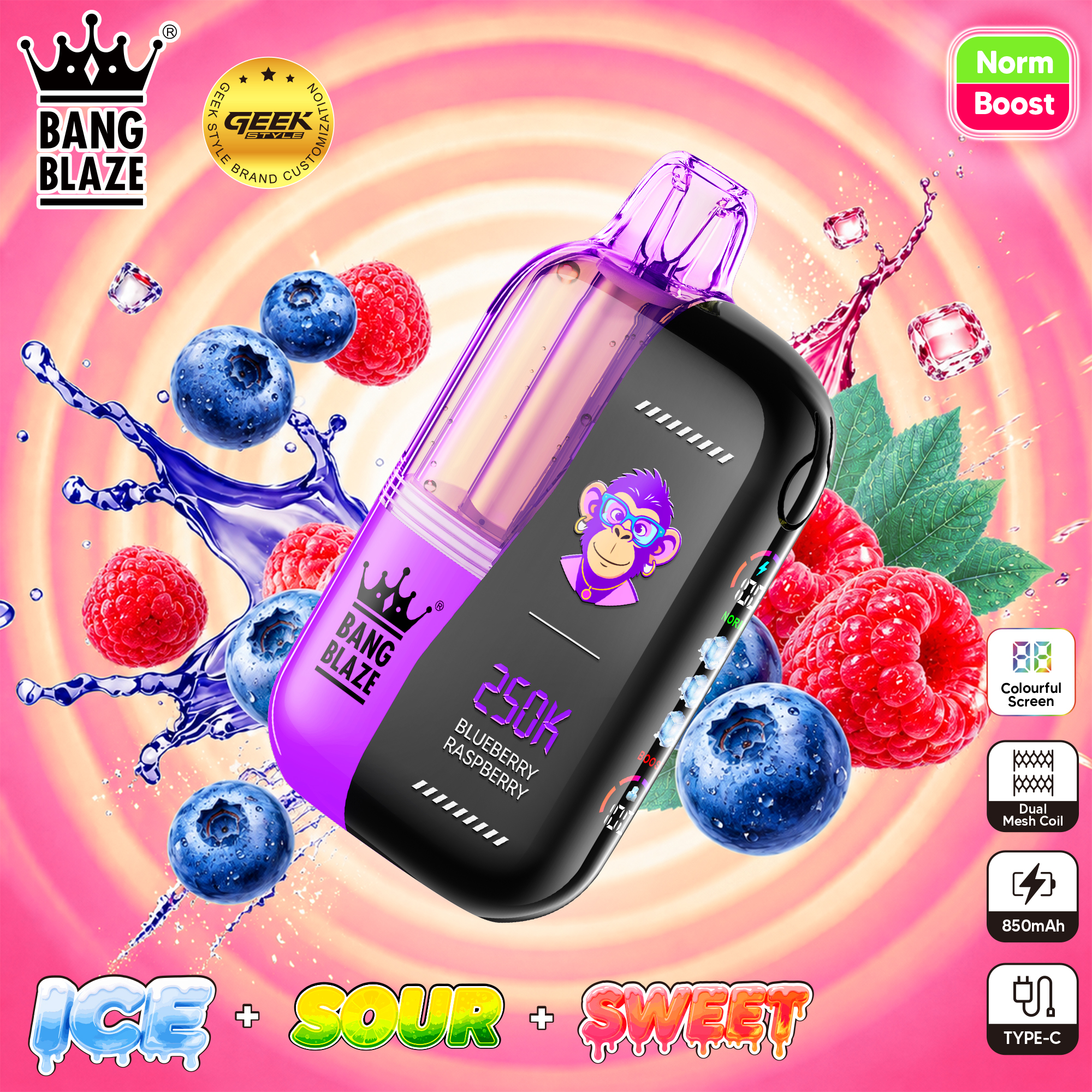 Bang Blaze 250K 使い捨て電子タバコ｜23mlデュアルチャンバー・清涼感／酸味／甘味調整機能搭載