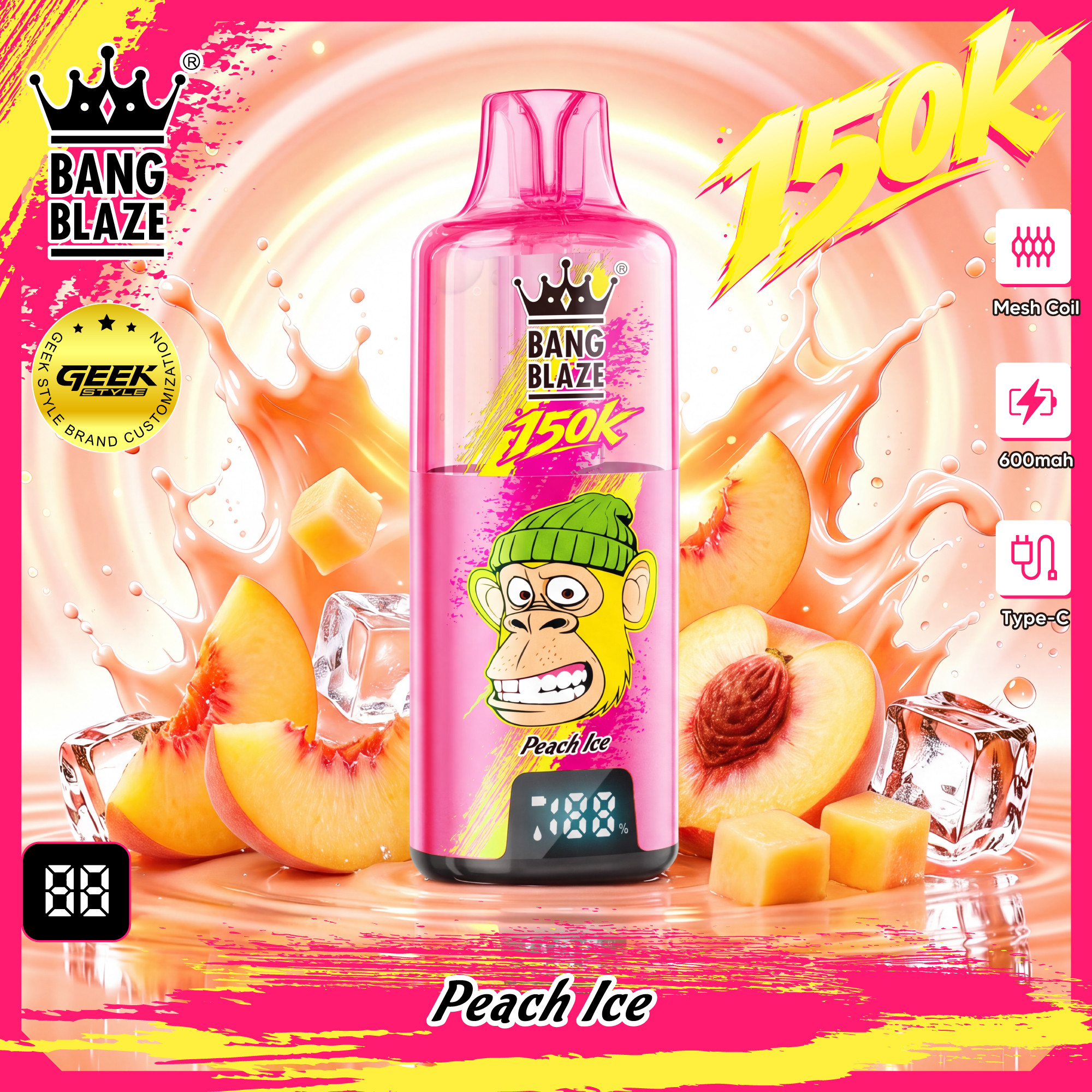 BANG BLAZE 150K｜最大150,000パフ・クリアタンク＆デジタル画面搭載の充電式使い捨てVAPE
