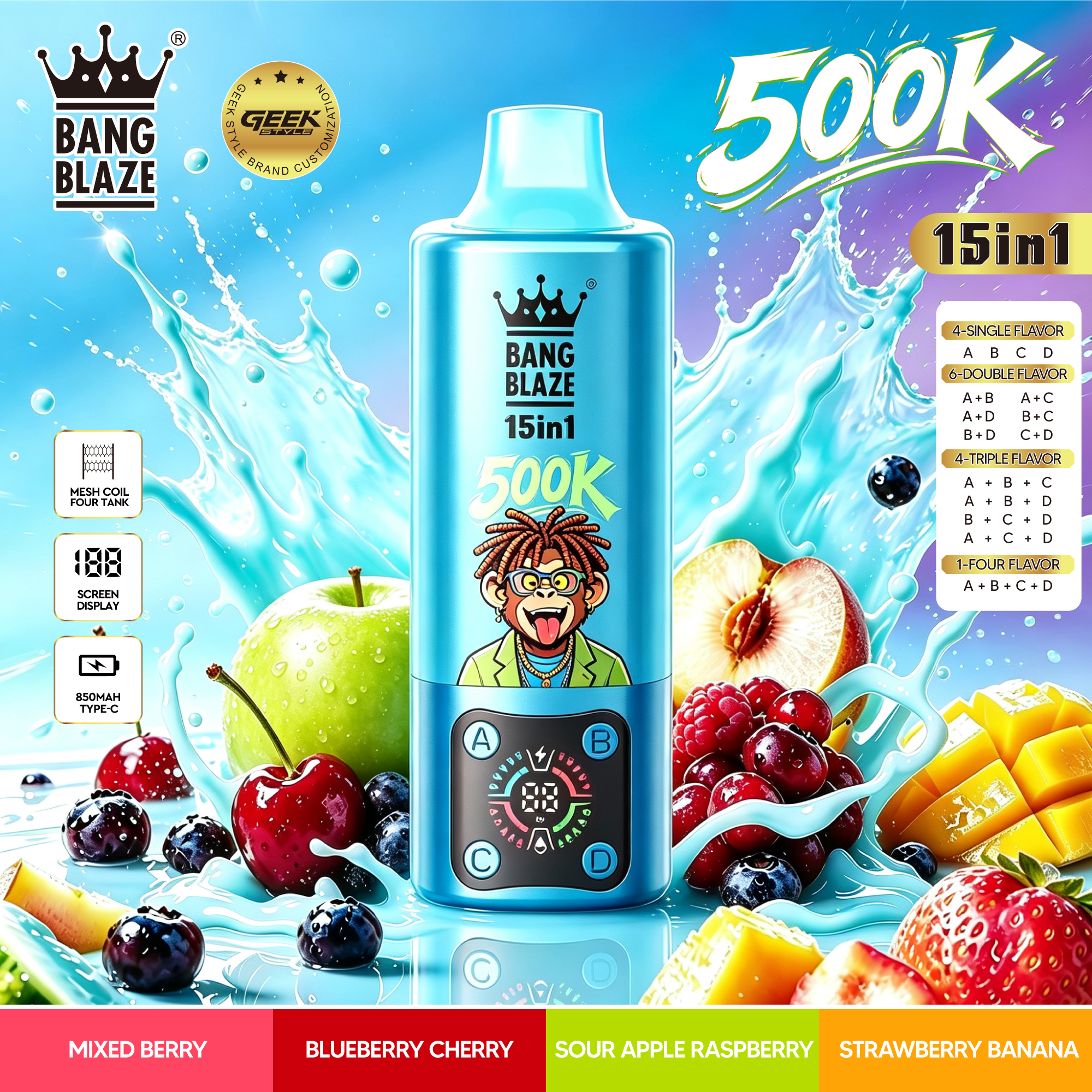 BANG BLAZE 500K 15-in-1｜超大容量・15種類のフレーバー切替