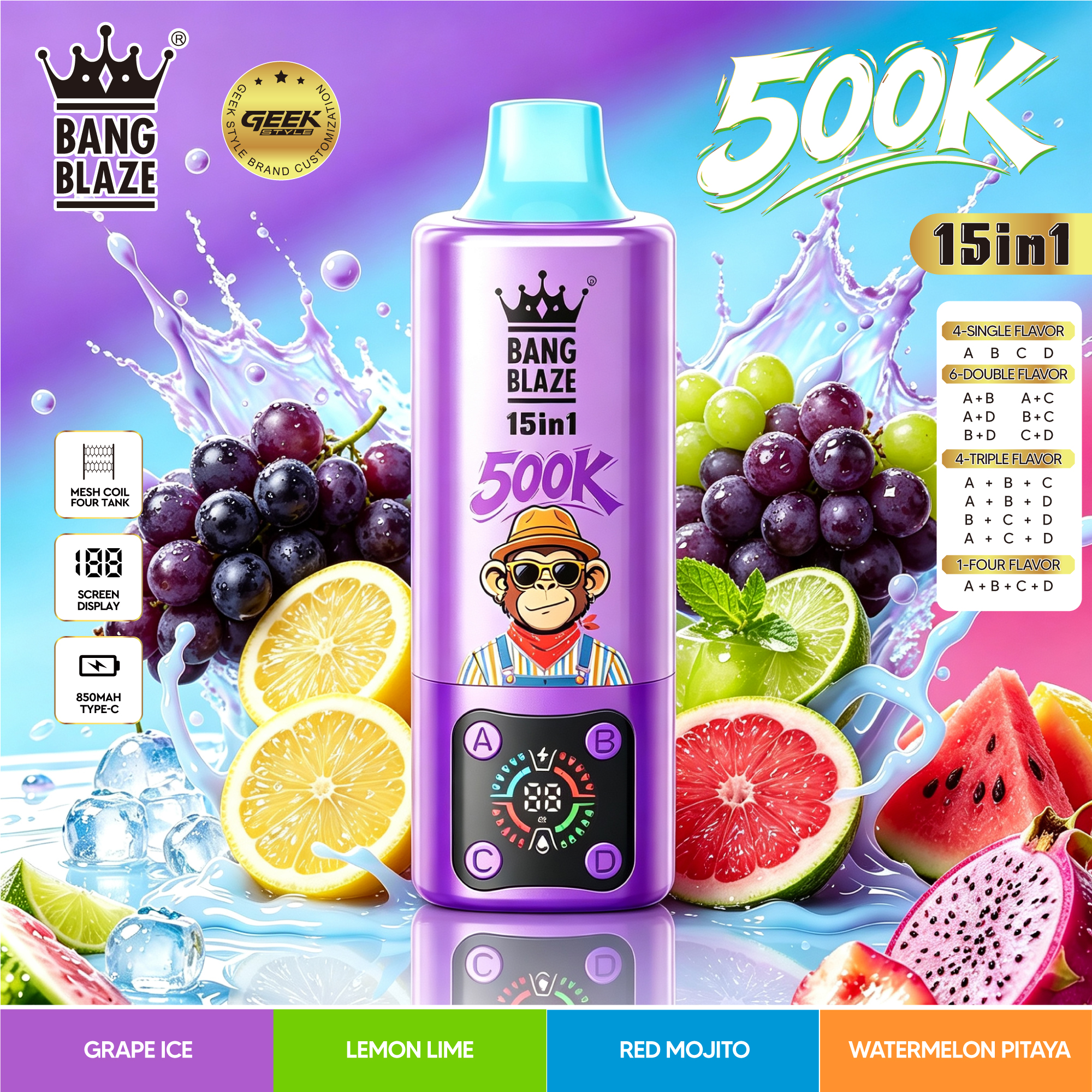 BANG BLAZE 500K 15-in-1｜超大容量・15種類のフレーバー切替