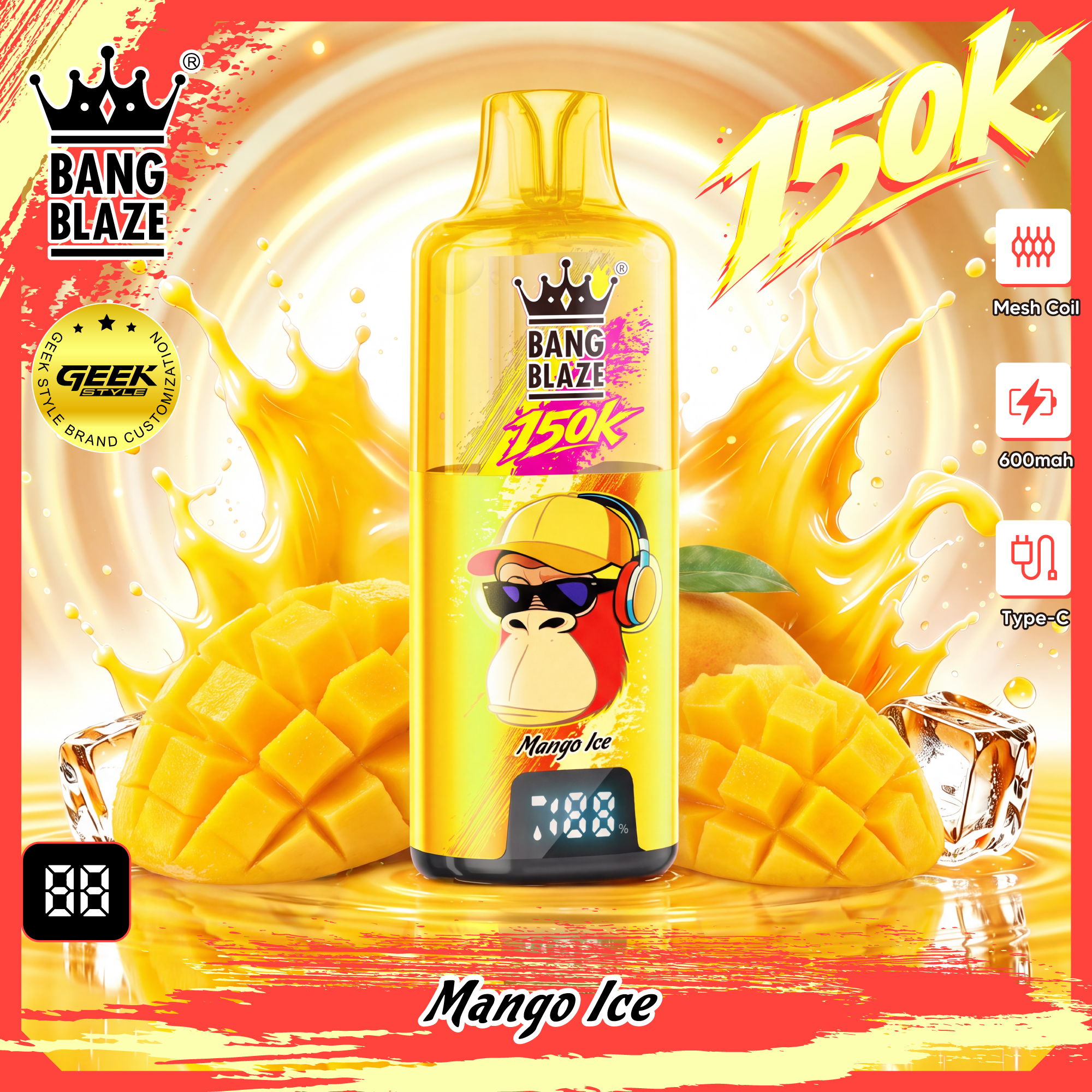 BANG BLAZE 150K｜最大150,000パフ・クリアタンク＆デジタル画面搭載の充電式使い捨てVAPE