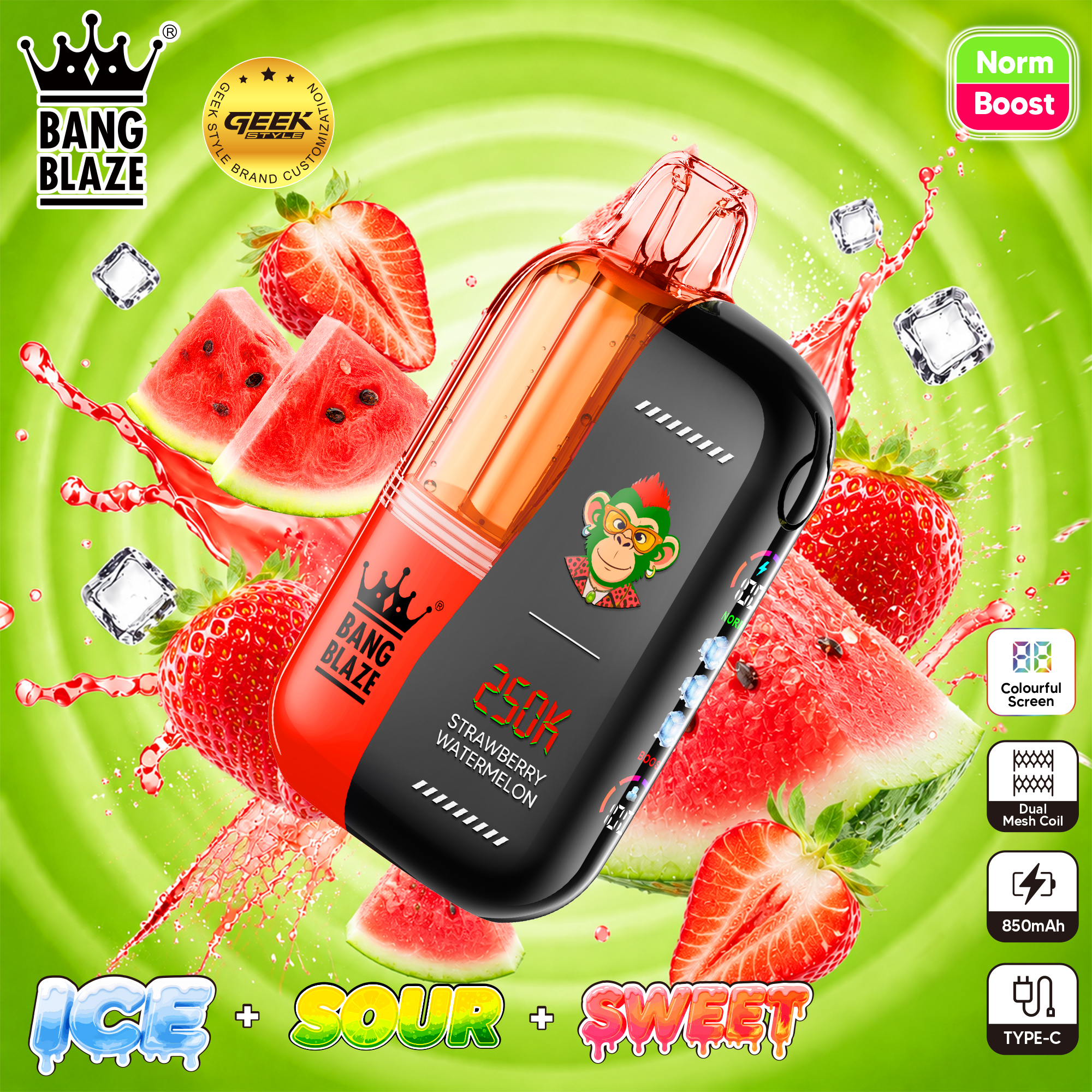 Bang Blaze 250K 使い捨て電子タバコ｜23mlデュアルチャンバー・清涼感／酸味／甘味調整機能搭載