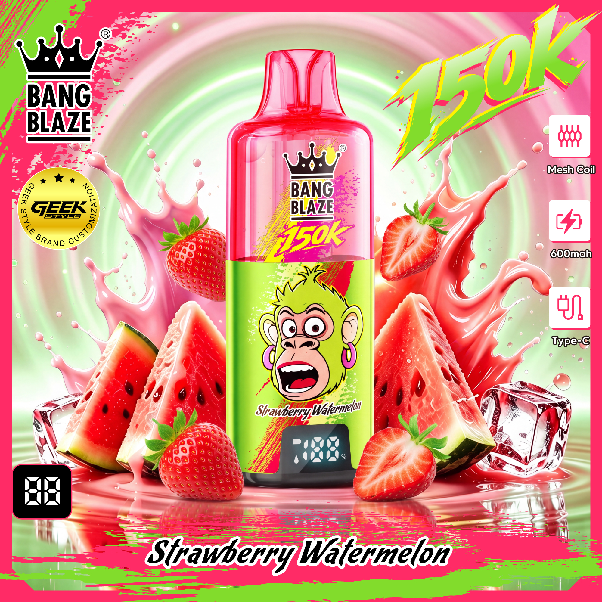 BANG BLAZE 150K｜最大150,000パフ・クリアタンク＆デジタル画面搭載の充電式使い捨てVAPE