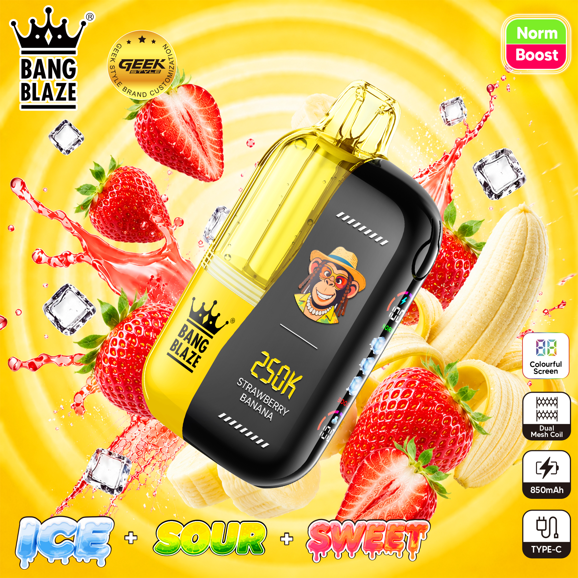 Bang Blaze 250K 使い捨て電子タバコ｜23mlデュアルチャンバー・清涼感／酸味／甘味調整機能搭載