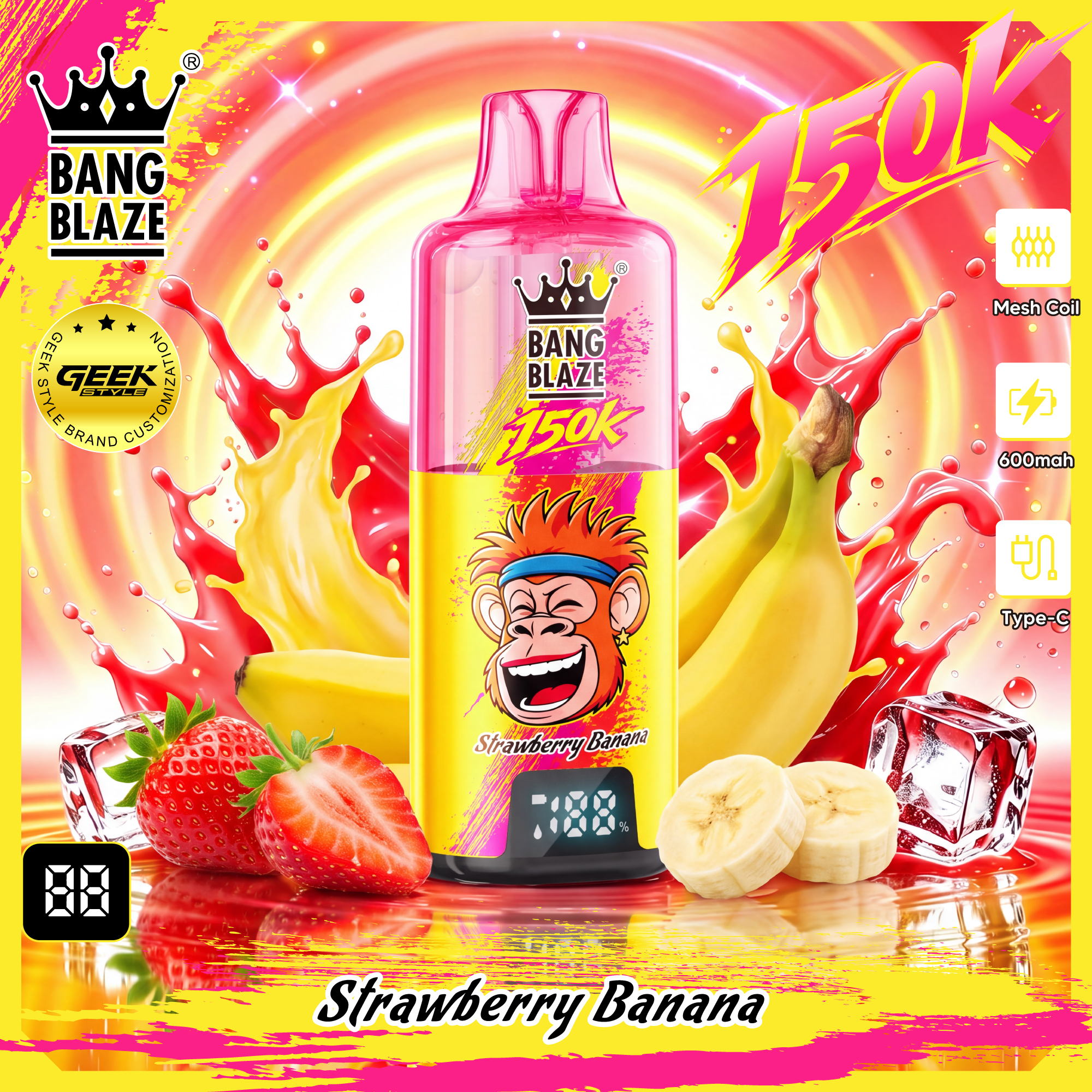 BANG BLAZE 150K｜最大150,000パフ・クリアタンク＆デジタル画面搭載の充電式使い捨てVAPE