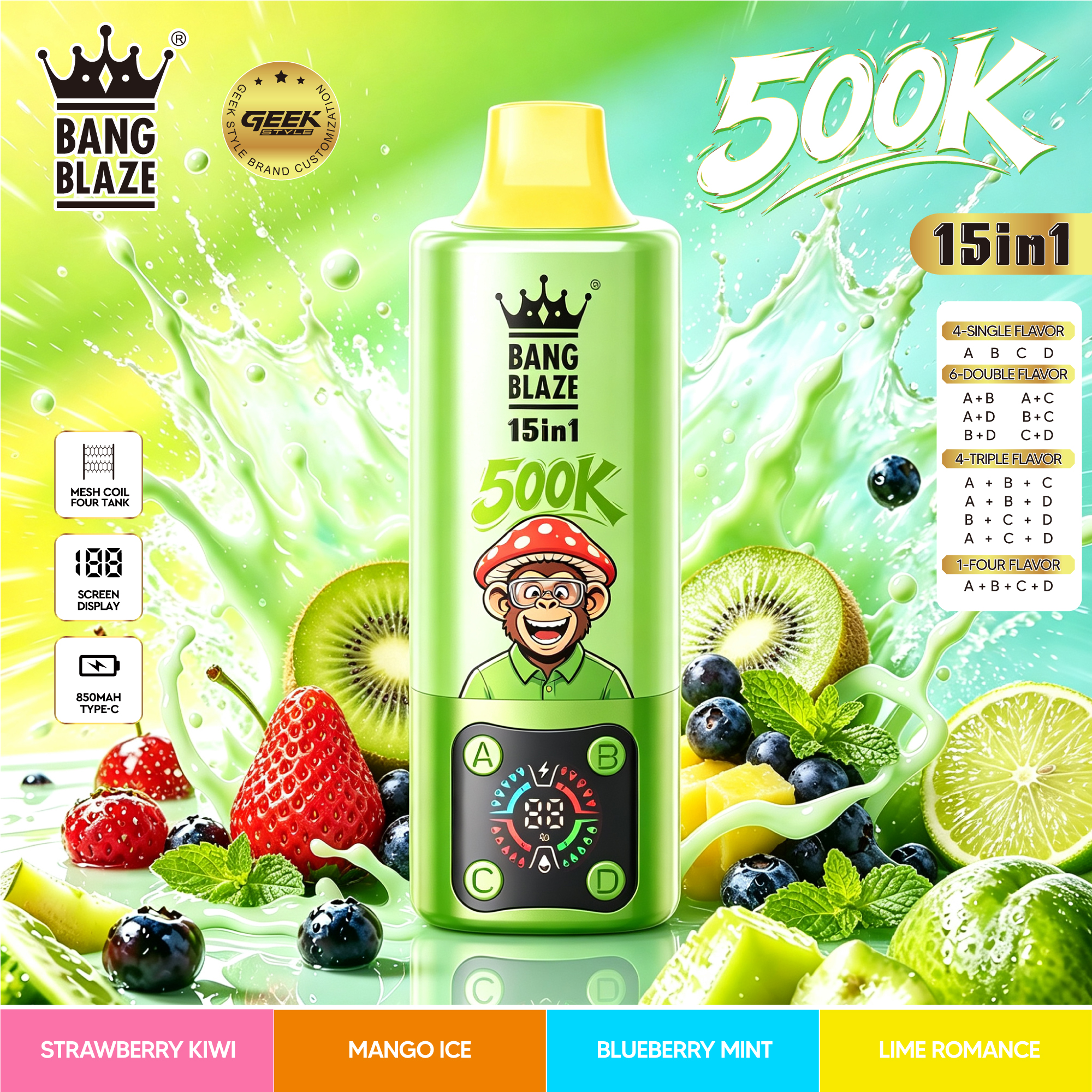 BANG BLAZE 500K 15-in-1｜超大容量・15種類のフレーバー切替